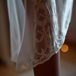 A close-up artistic depiction that highlights the texture and pattern of pantyhose, emphasizing the intricate lace design and the soft, sheer material
