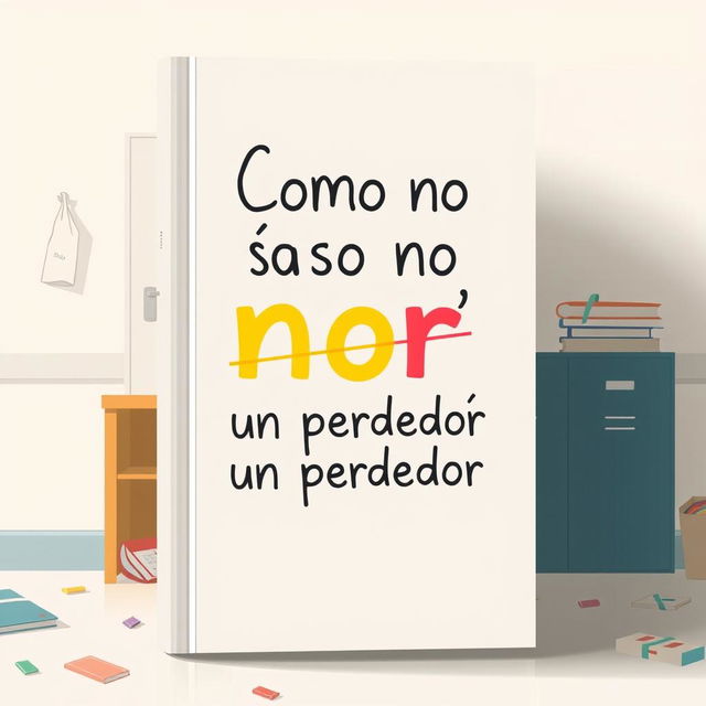 A minimalist book cover design for 'Como no ~ser~ un perdedor', featuring an abstract illustration of a high school setting