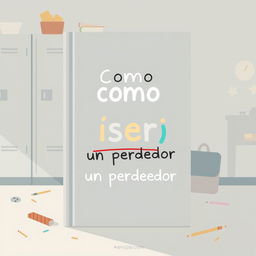 A minimalist book cover design for 'Como no ~ser~ un perdedor', featuring an abstract illustration of a high school setting