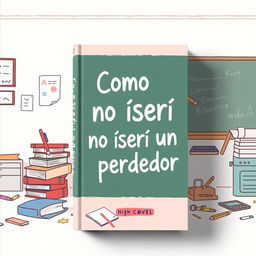 A book cover design for 'Como no ~ser~ un perdedor', featuring a simple yet engaging illustration of a high school environment