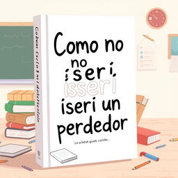 A book cover design for 'Como no ~ser~ un perdedor', featuring a simple yet engaging illustration of a high school environment