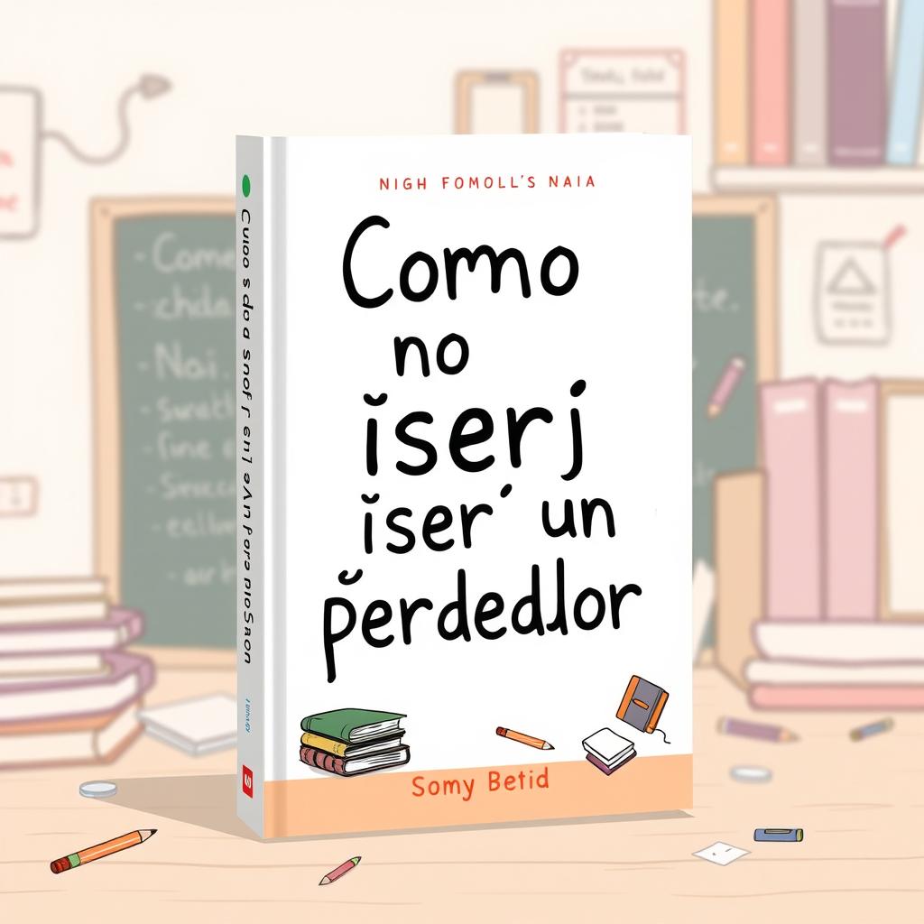 A book cover design for 'Como no ~ser~ un perdedor', featuring a simple yet engaging illustration of a high school environment