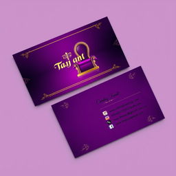 A beautifully designed business card for a cosmetics brand called 'Taj and Takht'
