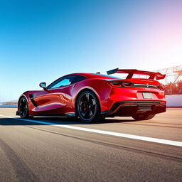 An eye-catching sports car displayed in a full side view, showcasing its dynamic design and performance features
