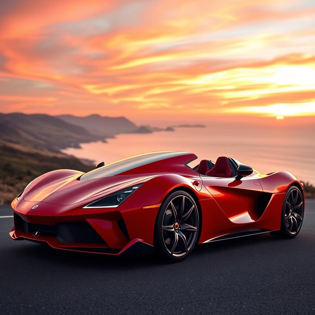 A stunning sports car displayed in a full, side view showcasing its sleek, aerodynamic design