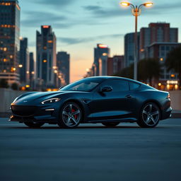 A sleek sports car, not a supercar, displayed in a full profile view highlighting its elegant design