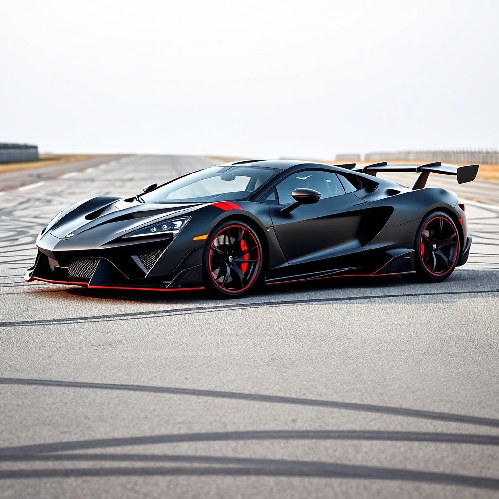 A fast, aggressive, and beautiful sports car displayed in a full side view, capturing its dynamic and powerful design