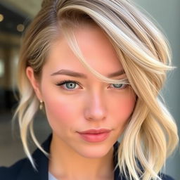 A close-up portrait of a person with a unique hairstyle called 'comma hair'