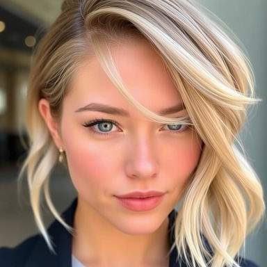 A close-up portrait of a person with a unique hairstyle called 'comma hair'