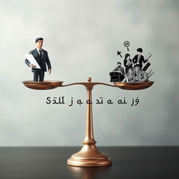 A balanced scale with one side depicting a lawyer (dressed in a professional suit, holding legal documents) and the other side showing various everyday life burdens (like bills, family, or stress symbols)