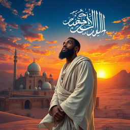 An artistic representation of Bilal Ibn Rabah, a noble and significant figure in early Islamic history