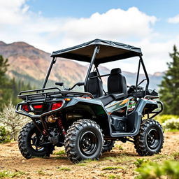 An all-terrain vehicle (ATV) featuring a stylish canopy cover for protection and comfort while driving