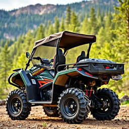 An all-terrain vehicle (ATV) featuring a stylish canopy cover for protection and comfort while driving