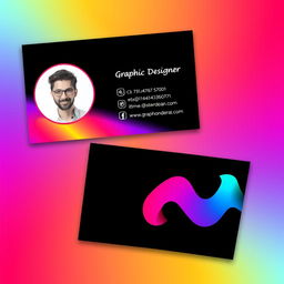 A stylish and modern business card design for a graphic designer's internet business