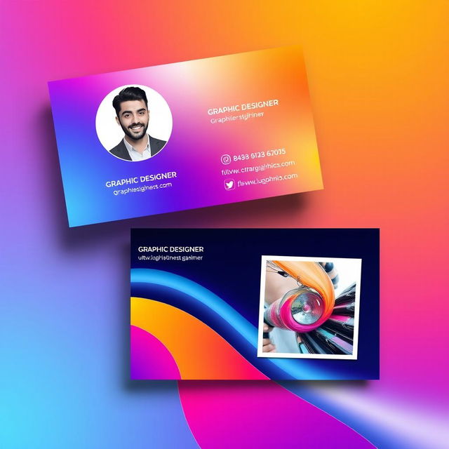 A stylish and modern business card design for a graphic designer's internet business