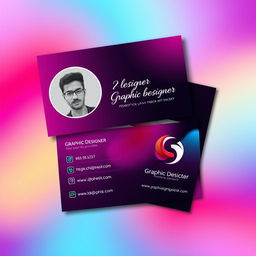 A stylish and modern business card design for a graphic designer's internet business