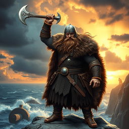 A heroic portrayal of Ragnar Lothbrok, a legendary Norse hero and Viking king