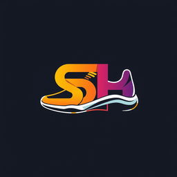 A logo design that creatively combines the letters 'S' and 'H' to form the shape of a stylish shoe