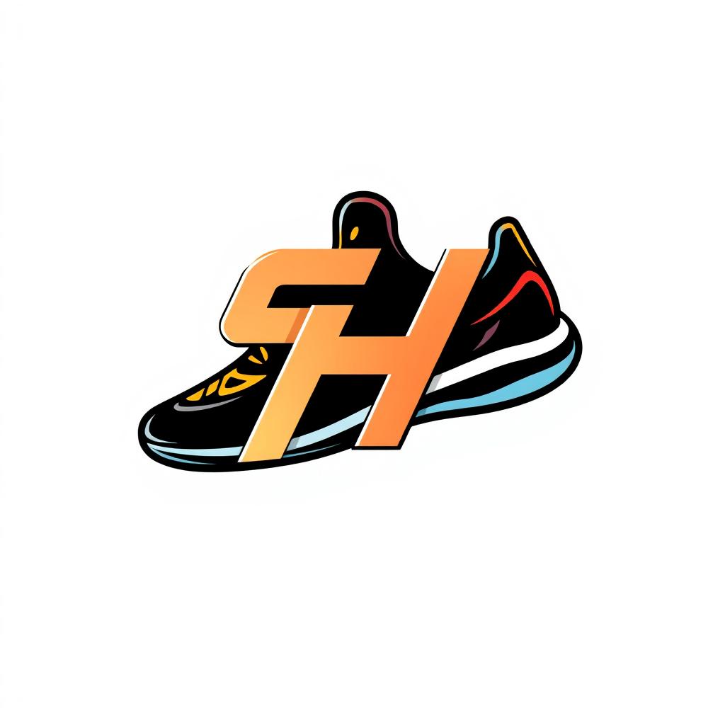 A logo design that creatively combines the letters 'S' and 'H' to form the shape of a stylish shoe