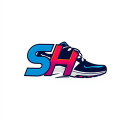 A logo design that creatively combines the letters 'S' and 'H' to form the shape of a stylish shoe