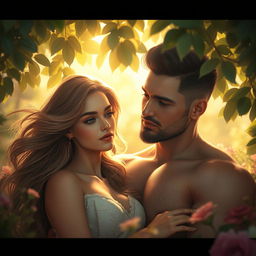 A beautiful, ethereal setting portraying a romantic and intimate moment between a couple