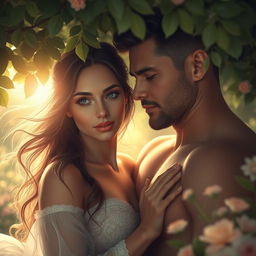 A beautiful, ethereal setting portraying a romantic and intimate moment between a couple