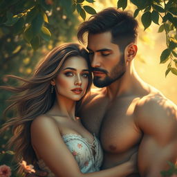 A beautiful, ethereal setting portraying a romantic and intimate moment between a couple