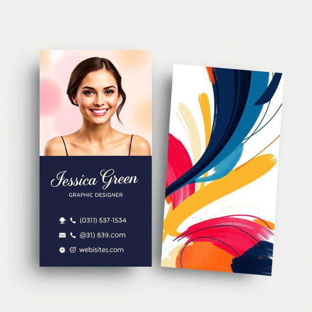 A sleek and modern business card design for a female graphic designer