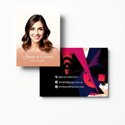 A sleek and modern business card design for a female graphic designer