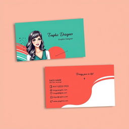 A stylish and professional business card design for a female graphic designer