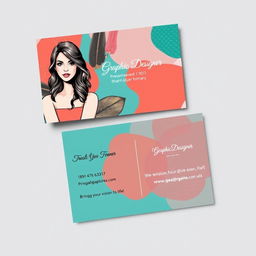 A stylish and professional business card design for a female graphic designer