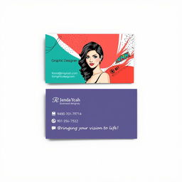 A stylish and professional business card design for a female graphic designer