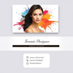 A sleek and modern business card design for a female graphic designer