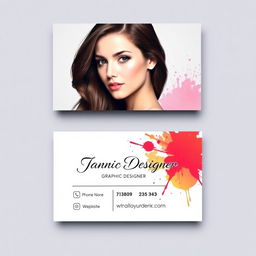 A sleek and modern business card design for a female graphic designer