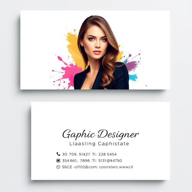 A sleek and modern business card design for a female graphic designer