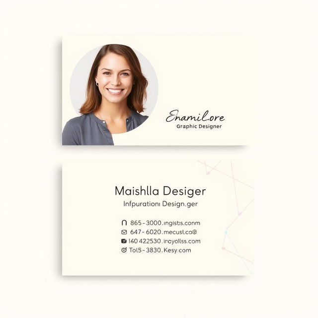 A stylish and professional business card design for a female graphic designer