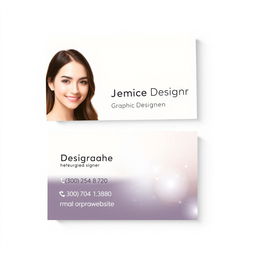 A stylish and professional business card design for a female graphic designer