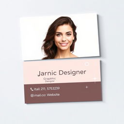 A stylish and professional business card design for a female graphic designer