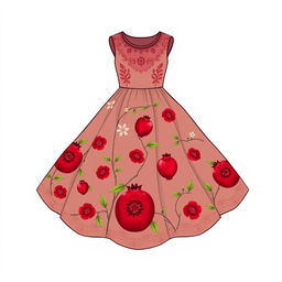 A simple, elegant, and unique pomegranate-inspired dress design