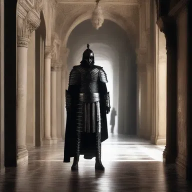 In the dark corridors of the palace, a praetorian figure emerged, his eyes gleaming with a sinister glow that sent shivers down everyone's spines.