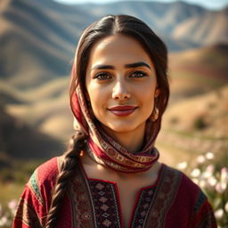 A captivating portrait of a woman named Hamideh Sheikh Mohammadi, showcasing her beauty and strength