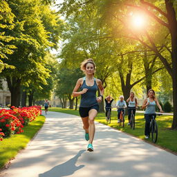 A motivational scene depicting a healthy lifestyle journey