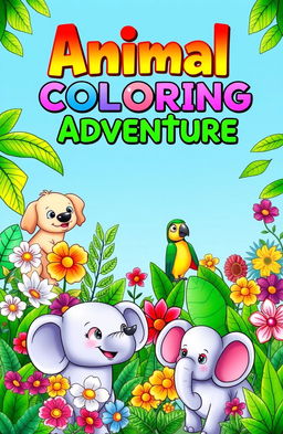 A vibrant and engaging book cover design for an animal coloring book