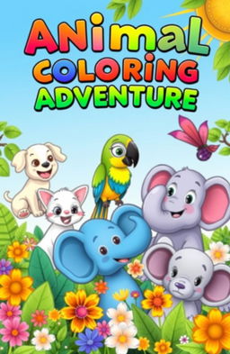 A vibrant and engaging book cover design for an animal coloring book
