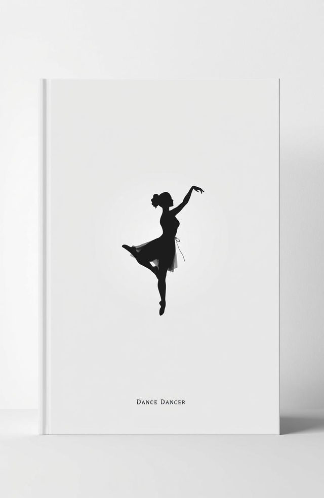 A minimalist book cover design featuring a stylized shadow figure of a dancer in an elegant pose