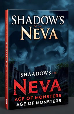 A stunning book cover for an adventurous epic titled 'Shadows of Neva: Age of Monsters'