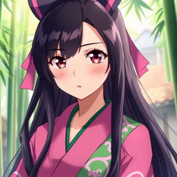 A portrait of Nezuko Kamado, a popular character from the anime 'Demon Slayer'