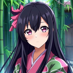 A portrait of Nezuko Kamado, a popular character from the anime 'Demon Slayer'