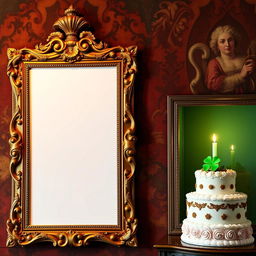 A beautifully detailed Renaissance-style wall featuring rich colors and ornate textures