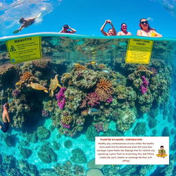 A vibrant underwater scene showcasing a healthy coral reef teeming with diverse marine life including colorful fish, sea turtles, and healthy corals